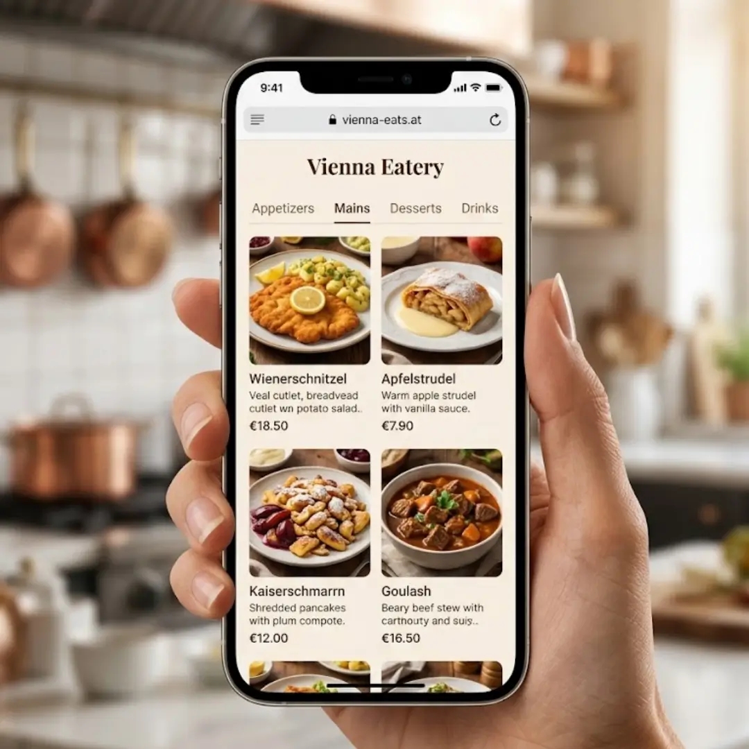 Restaurant menu result on phone