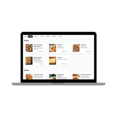 Digital Food Menu on Laptop