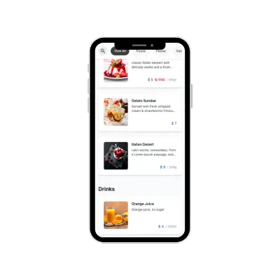 Digital Food Menu on Mobile