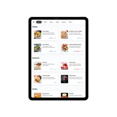 Digital Food Menu on Tablet